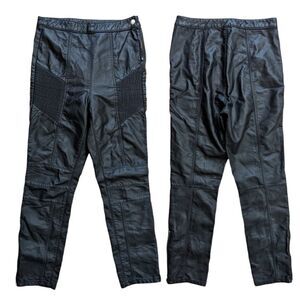 Free People Black Faux Leather Pants Ankle Zip Size 8